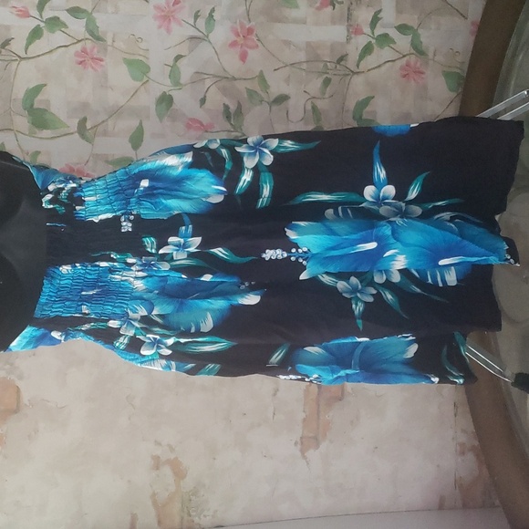 Womans Summer Blue Black Tropical dress NWT - Picture 3 of 3